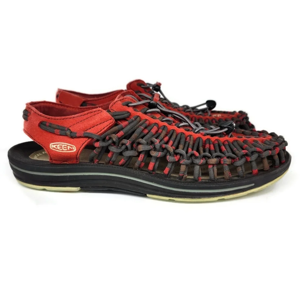Keen Uneek Red & Grey Two-Cord Bungee Lace Open-Air Sandals - Picture 2 of 12